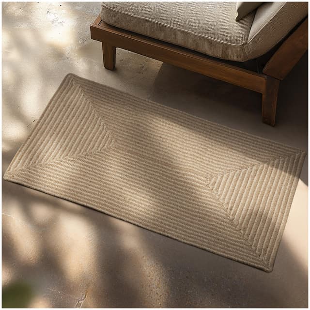 tectake® Teppich in Jute Optik, handgewebte Boho Deko, Pflegeleichte Teppiche für Wohnzimmer Deko modern, im Schlafzimmer, für Badezimmer, im Kinderzimmer, als Küchenteppich oder Läufer - 60 x 90 cm Jute 60x90cm