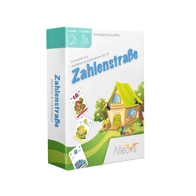 ALLEOVS® Zahlenspiel „Zahlenstraße“ Mathe Lernspiel zur Addition & Subtraktion für Kinder ab 6 Jahren - Mathematik Spiel Zahlen-Lernspiel – Zahlen Lernen Rechenspiel für Rechnen im Kopf Grundschule