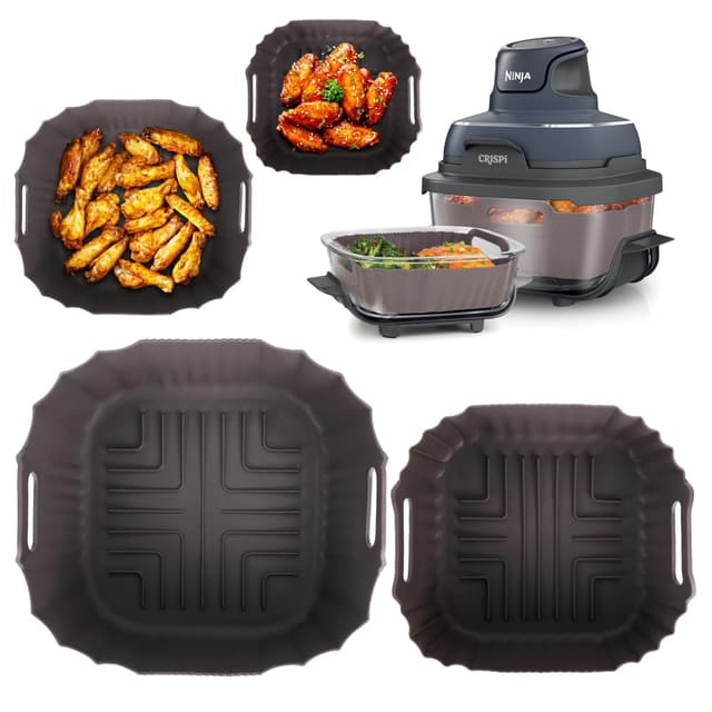 Silikonform für Ninja Crispi Air Fryer Zubehör, Auflaufform Zubehör für Ninja CRISPi Tragbare Airfryer Heißluftfritteuse, 3,8 l und 1,4 l, 4-in-1, Silikon Einsatz Speziell für FN101EUGY GADITIEK