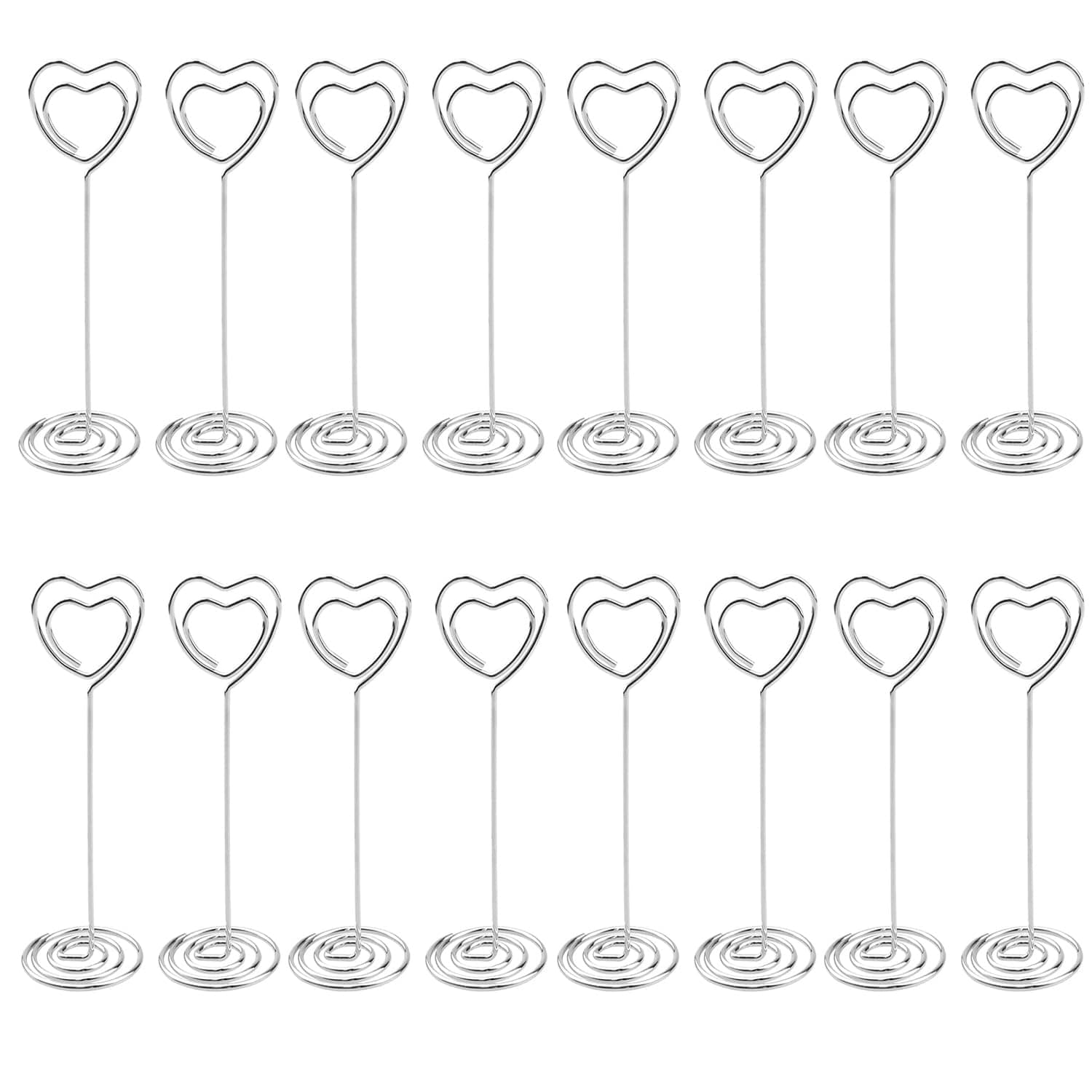 BOBOZHONG Herz Tischkartenhalter,16 Stück Platzkartenhalter Memohalter 8,5 cm Höhe Fotohalter Kartenhalter, Tischnummernhalter für Hochzeiten,Kartenhalter Tisch aus Metalldraht für Hochzeit,Party