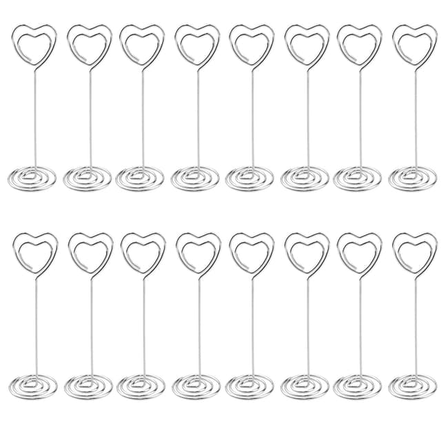 BOBOZHONG Herz Tischkartenhalter,16 Stück Platzkartenhalter Memohalter 8,5 cm Höhe Fotohalter Kartenhalter, Tischnummernhalter für Hochzeiten,Kartenhalter Tisch aus Metalldraht für Hochzeit,Party