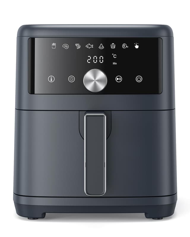 Innsky Heißluftfritteuse Airfryer 6L, 8-in-1 Heissluftfritteuse Friteuse XXL, 1500W Air Fryer mit LED-Touchscreen, Energiesparend und Zeitersparnis, Spülmaschinenfest, 50dB Leise,3-5 Personen,Grau 6L, Grau
