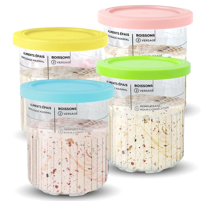 Feilifan 4 Pack Eiscremebecher für Ninja CREAMi Deluxe NC500 NC501 UK Serie, Creami Zubehör für Ninja Eismaschine