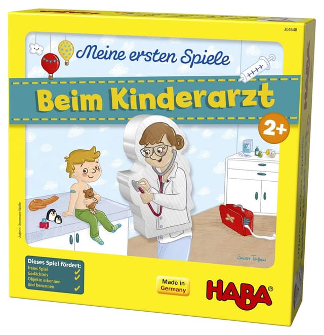 HABA 304648 - Meine ersten Spiele – Beim Kinderarzt, Lern- und Memospiel für 1-4 Spieler ab 2 Jahren, bereitet spielerisch auf den Artzbesuch vor