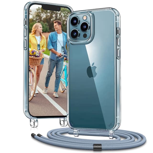 Vaykwo Handykette für Apple iPhone 12 Hülle mit Band und iPhone 12 Pro Hülle mit Band - Necklace Handyhülle - Transparente Case zum Umhängen mit Kameraschutz und Bildschirmschutz - Blau iPhone 12/12 Pro Blau