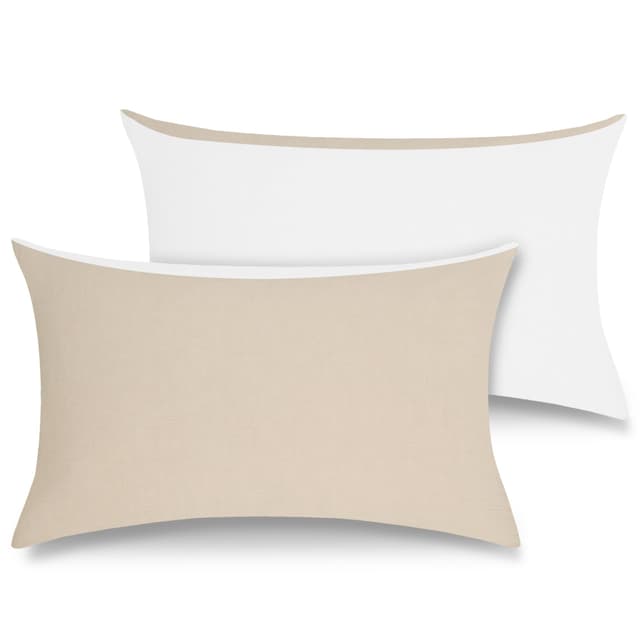 ATsense Kissenbezug 40 x 80 Beige, Kissenbezüge 2er 100% Gewaschene Baumwolle mit Leinen Textur, Kopfkissenbezug ÖkoTex Zertifiziert & für Allergiker Geeignet, Atmungsaktiv und Weich 80 x 40 cm, 2 Stück Beige