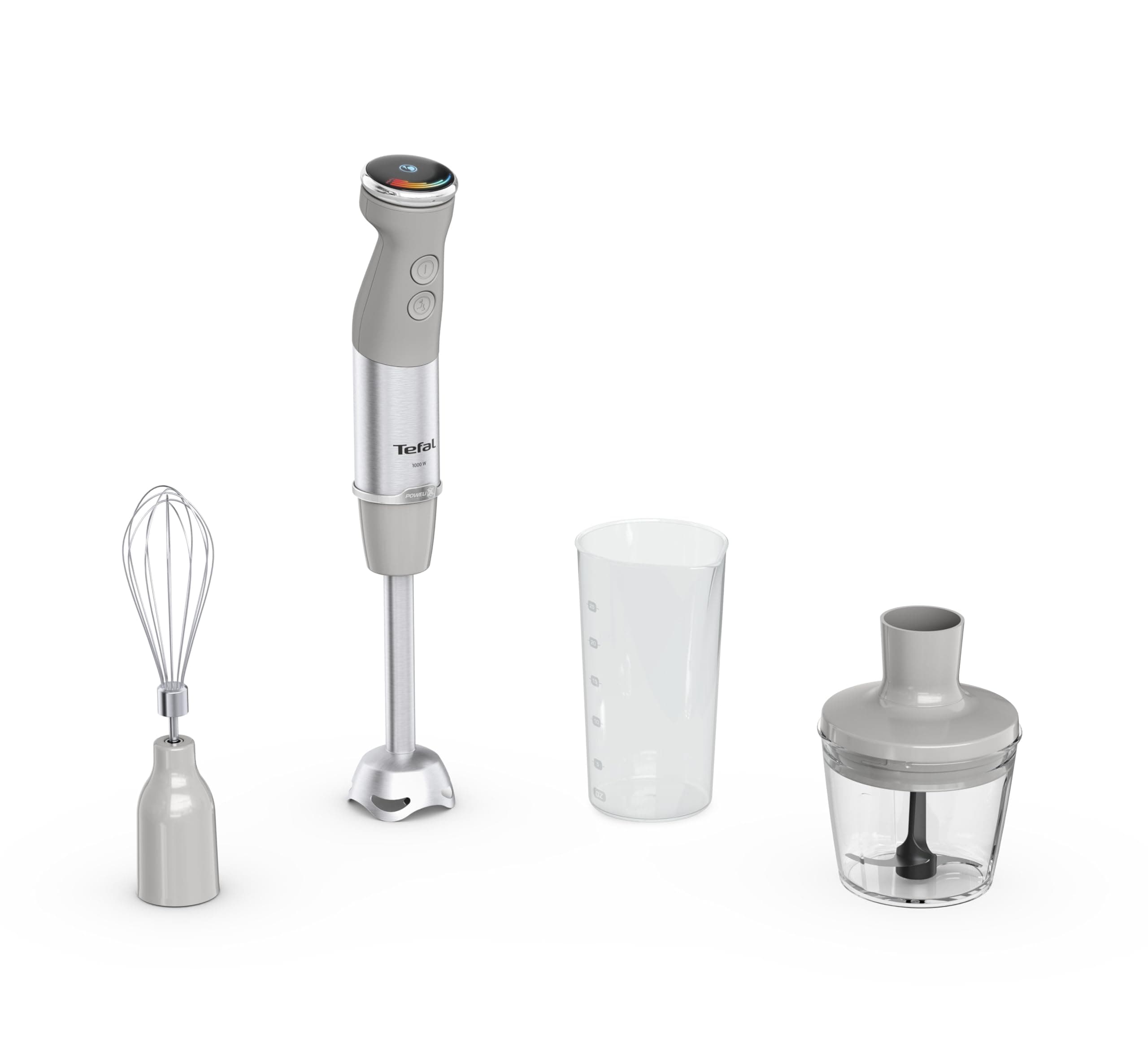Tefal Quickchef+ Stabmixer, Powelix-Klingentechnologie, 20 Geschwindigkeitsstufen, Turbomodus, kompaktes Design, Schneebesenaufsatz, 800 ml-Dosierbecher, Silence-Modus, Softgrip-Griff, HB673B30 2-in-1 mit Schneebesenaufsatz