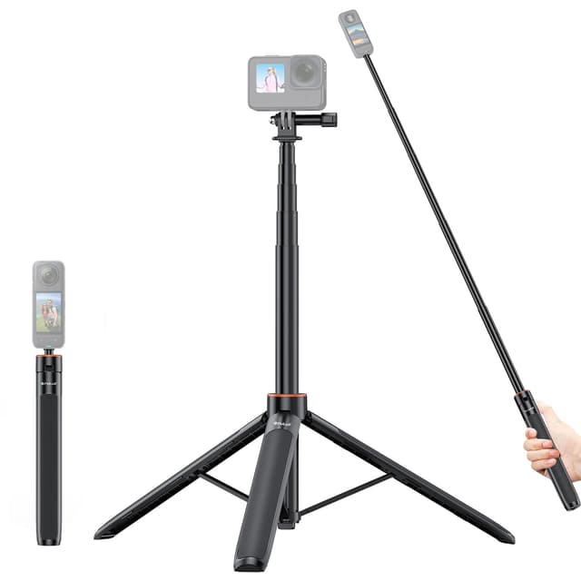 PULUZ 54"/1.37m Unsichtbares Selfie Stick Stativ für Insta360 X5 X4 X3 Ace Pro, All-in-One Vlog Live Streaming Ständer für Hero 13, 12, 11, 10, 9, 8, 7, 6, 5,Akaso und andere Action-Kameras with screw and adapter