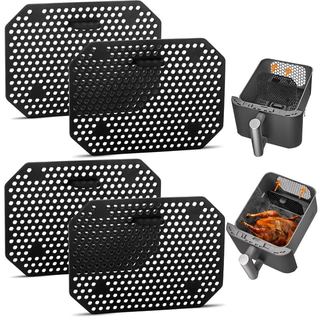 Hejo 4 Stück Spritzschutz Zubehör kompatibel mit Ninja Double Stack XL SL400EU und SL300EU, Wiederverwendbar Silikon Heißluftfritteusen Zubehör, Airfryer Zubehör für Ninja Heizspirale und Ventilator