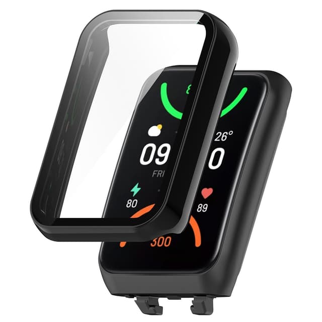 Schutzhülle für Oppo Band 2 Hülle, Hart PC Case Covers mit Glas Schutzfolie Displayschutz, Anti-Kratz Anti-Staub Schutz Gehäuse für Oppo Band 2 Black