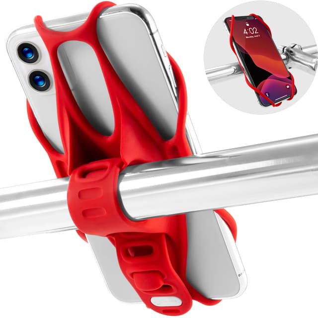 BONE Handyhalterung für Lenker – Silikon Smartphone Halter für Fahrrad & Motorrad – Universal für 5,8–7,2 Zoll iPhone, Samsung, Pixel – Bike Tie 3 Rot Bike Tie 3 Bike Tie 3 Rot