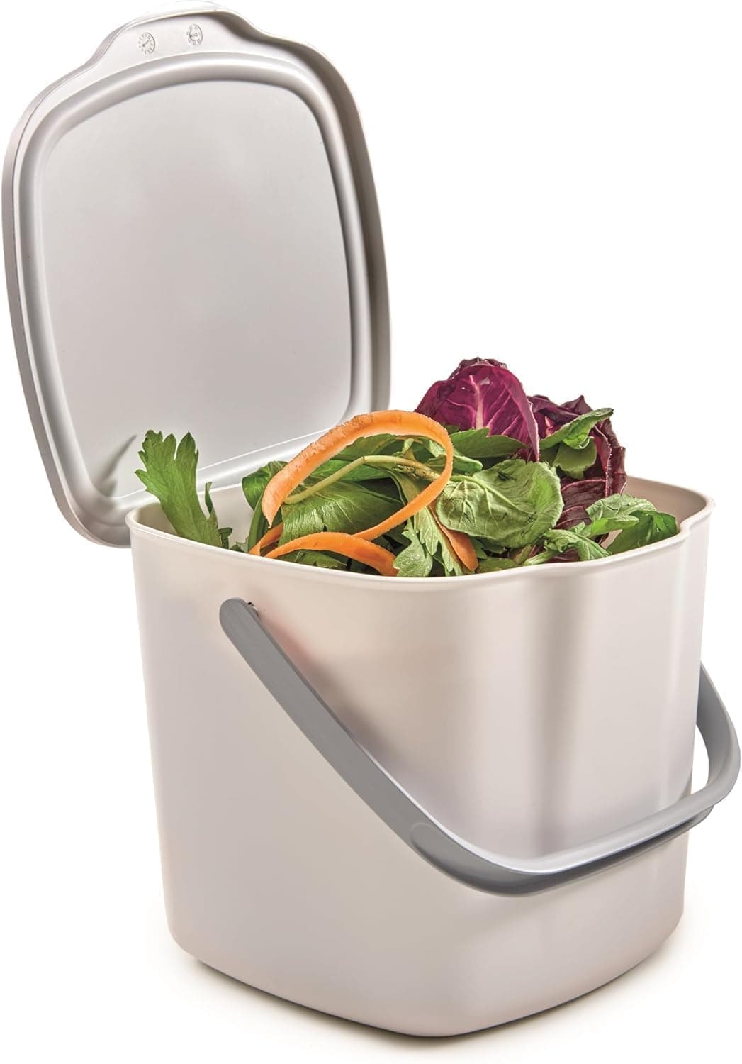 Snips Biomülleimer Komposteimer, Küchenabfalleimer mit Deckel und Griff 3L, Bio Mülleimer, Abfalleimer Küche 20,5 x 18,5 x 16,7, Made in Italy, BPA-frei Weiß