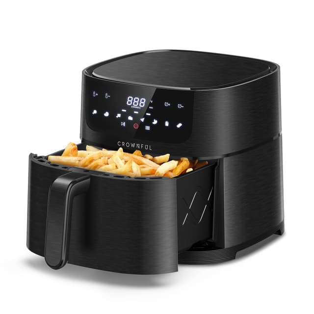 CROWNFUL Luftfritteuse 6,2L, XXL Heißluftfriteuse Elektrische 8 in 1 Öllose Herd, Heissluft Fritteusen mit LCD Touchscreen und 8 Voreinstellungen, präzise Temperaturregelung, Nonstick Korb Medium