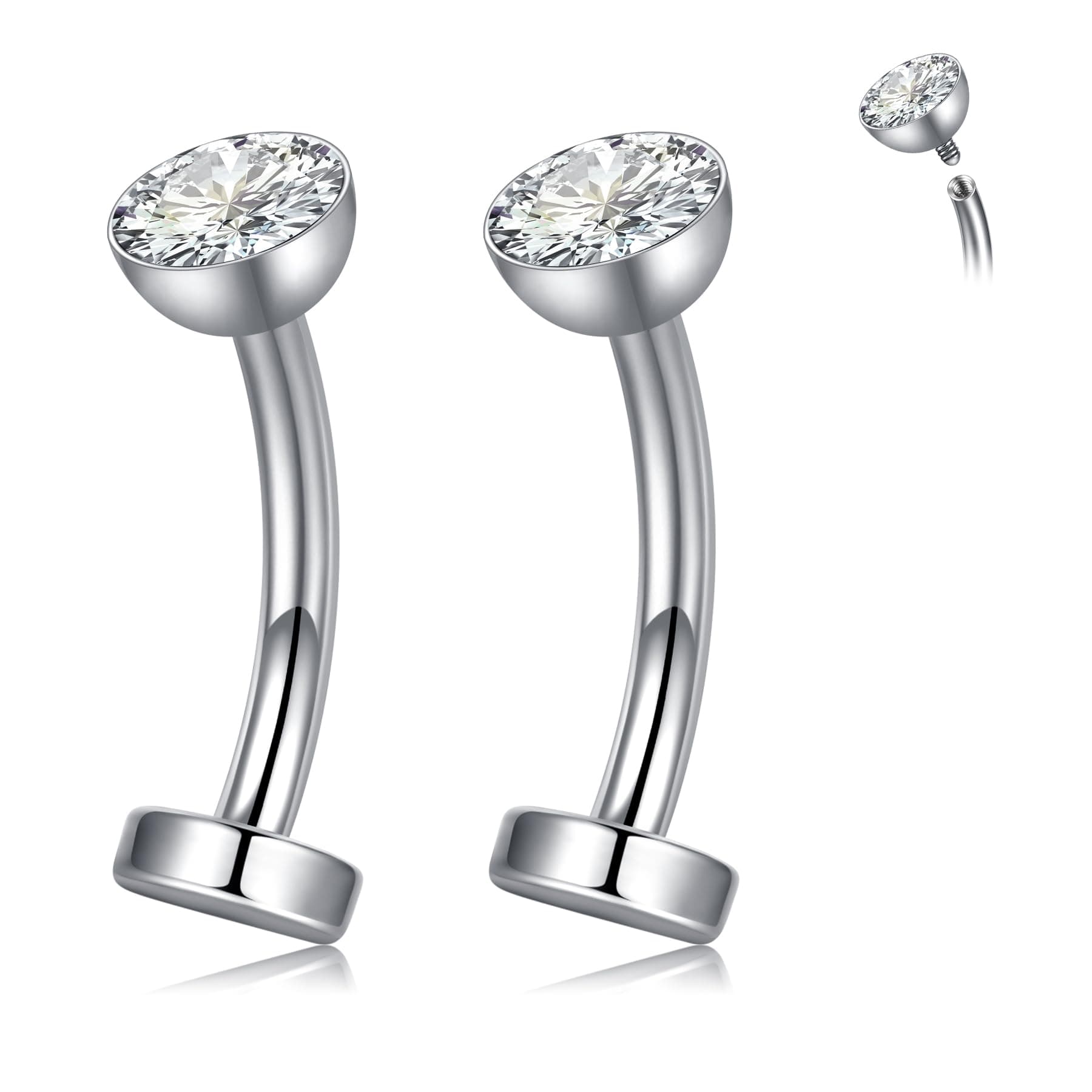 Briana Williams 2stk Bauchnabelpiercing Titan, 14G 10mm Bauchnabelpiercing 10mm, Bananabells Gebogen Barbell Piercing, Silber/Rosa/Blau/Lila/Gelb