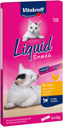 Vitakraft Liquid Snack, Katzen Leckerli, Katzensnack cremig, mit Huhn und Taurin, in einzelnen Sachets, unterstützt die Augen und das Herz (1 Paket mit 6x 15g) Huhn + Taurin Angebot bei HelloDeals