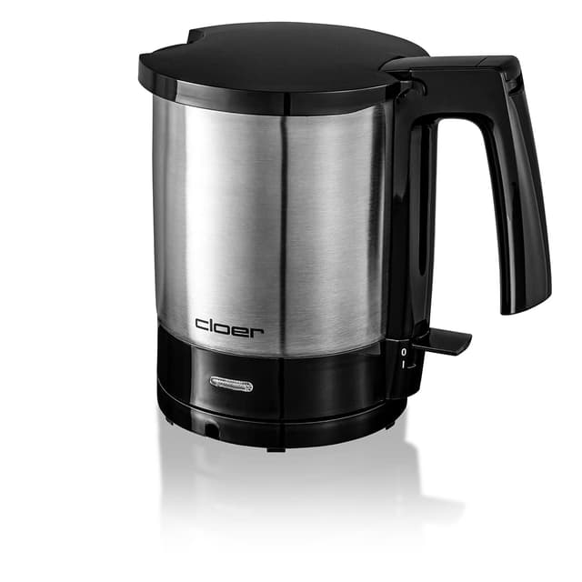 Cloer 4700 Wasserkocher, 2000 W mit innen liegender Füllmengenmarkierung, Trockengeh- und Überhitzungsschutz für 1,5 L, mattierter Edelstahlbehälter schwarz Schwarz 1.5 Liter Füllmengenmarkierung Innen Single
