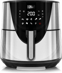 Heißluftfritteuse, Uten 7,5L Airfryer XXL Heissluftfriteuse mit Digitalem LED-Touchscreen, 9 Voreingestellte Menüs, 32 Rezepte, Vorheizen & Warmhalten, Antihaft-Korb, Ohne Fett, 1700W Schwarz-7.5l