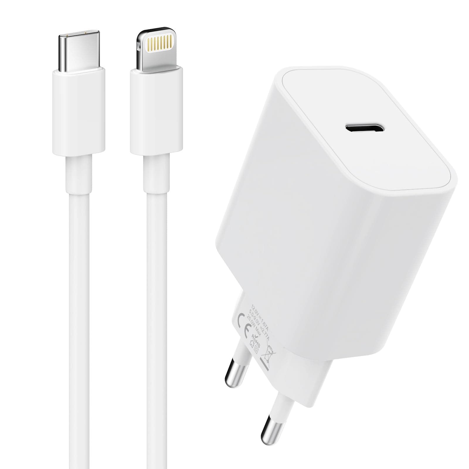 iPhone Ladegerät und Ladekabel Schnellladekabel, MFi Zertifiziert für iPhone 14 Plus/13/12/11 Pro Max XR SE xs 8 iPad mini USB C Power Adapter Schnellladegerät iPhone Lightning Kabel Netzteil