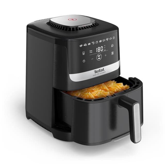 Tefal Easy Fry Silence Heißluftfritteuse, bis zu 99% weniger Fett, Silent-Technologie, 5 Liter, inkl. antihaftbeschichtetem Grillrost, von 40°C bis 220°C, einfach Reinigung, Schwarz, EY5528 5 L – Silent-Technologie & Grillrost Schwarz