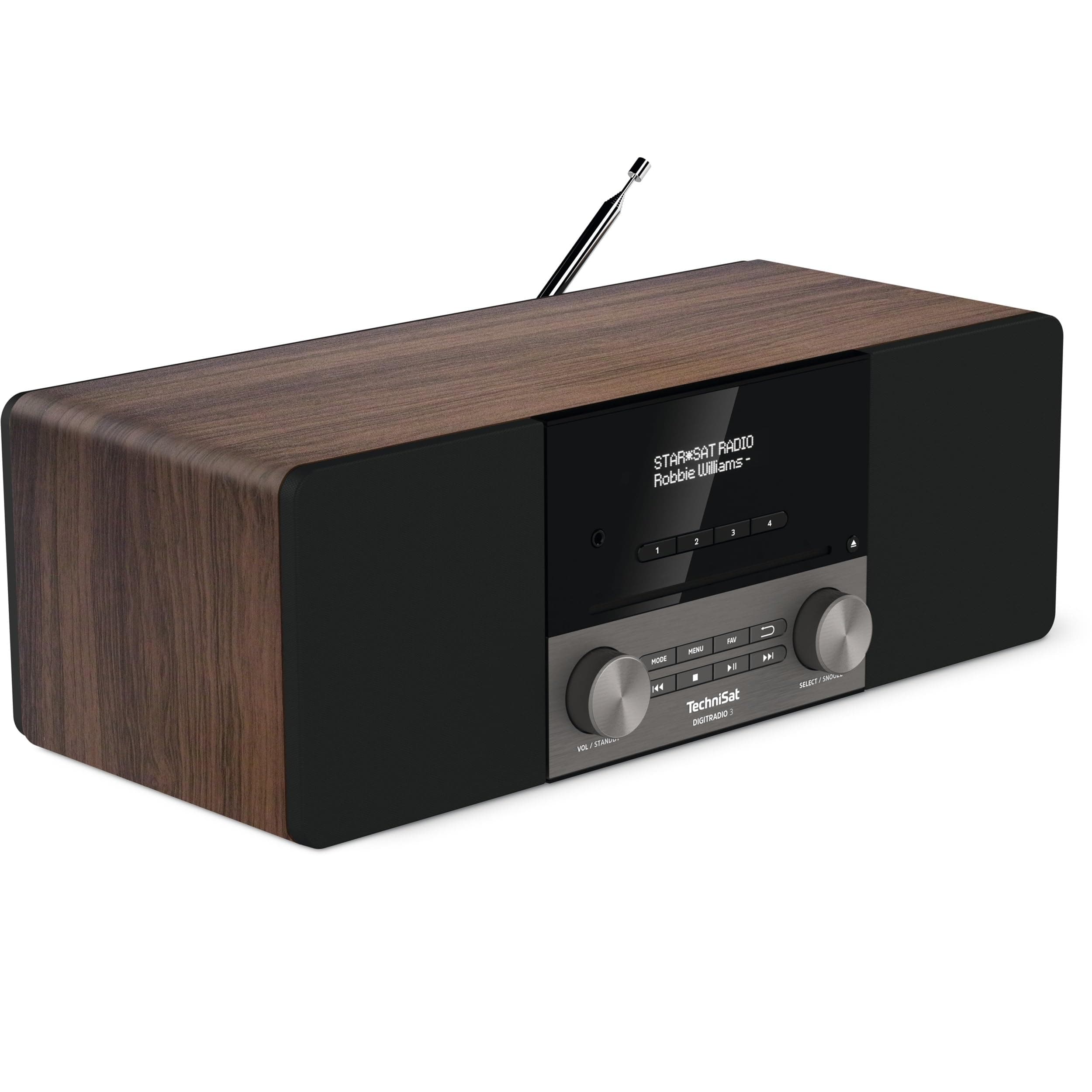 TechniSat DIGITRADIO 3 - Stereo DAB Radio Kompaktanlage (DAB+, UKW, CD-Player, Bluetooth, USB, Kopfhöreranschluss, AUX-Eingang, Radiowecker, OLED Display, 20 Watt RMS) nussbaum nussbaum OLED-Display Single