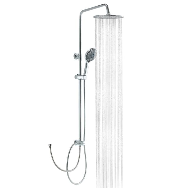 OFFO Regendusche ohne Armatur Chrome, 25 cm Runde Regendusche Duschset, Höhenverstellbar und 1,6m Twist-Free Duschschlauch, Duschsystem für Dusche mit deutscher Bedienungsanleitung​ Rund 25x25cm Chrom