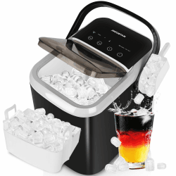 Aigostar Eiswürfelmaschine Klein 1,5L, Doppelklappe – Einfacher zu Reinigen 130W Eiswürfel Maschine, 9 Eiswürfel in 6 Mins, 14kg/24h, 2 Eiswürfel Größen, Intelligente Sensoren & Selbstreinigend