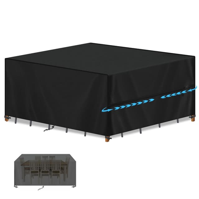 SIMPHAUS Abdeckung für Gartenmöbel Abdeckung Loungemöbel 250x180x100cm Gartenmöbel Abdeckung Wasserdicht Schutzhülle für Gartentisch Sitzgruppe Gartenlounge Möbelsets Winddicht Anti-UV Oxford Gewebe