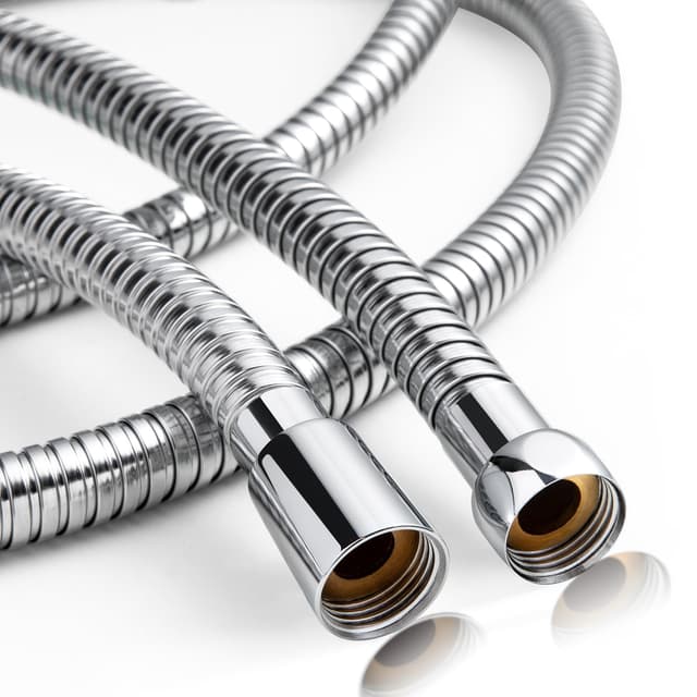 OFFO Duschschlauch, Brauseschlauch 1,6m mit Verdrehschutz, 11mm Bohrung Hochdruck Duschschlauch Edelstahl Ersatz Hochdruck Brauseschlauch, Universell Auslaufsicher & Knickschutz, Chrom Chrom 1.6m