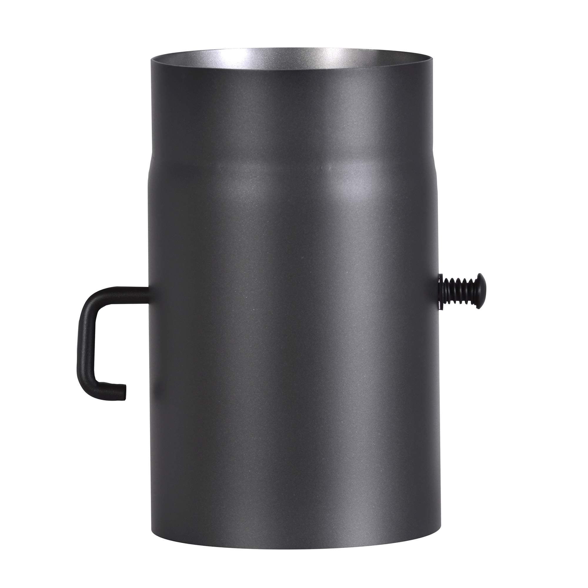 FIREFIX R150/2D Ofenrohr aus 2 mm starken Stahl (Rauchrohr) in 150 mm Durchmesser, für Kaminöfen und Feuerstellen, Senotherm, schwarz, 250 mm lang mit Regulierklappe