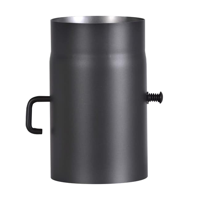FIREFIX R150/2D Ofenrohr aus 2 mm starken Stahl (Rauchrohr) in 150 mm Durchmesser, für Kaminöfen und Feuerstellen, Senotherm, schwarz, 250 mm lang mit Regulierklappe