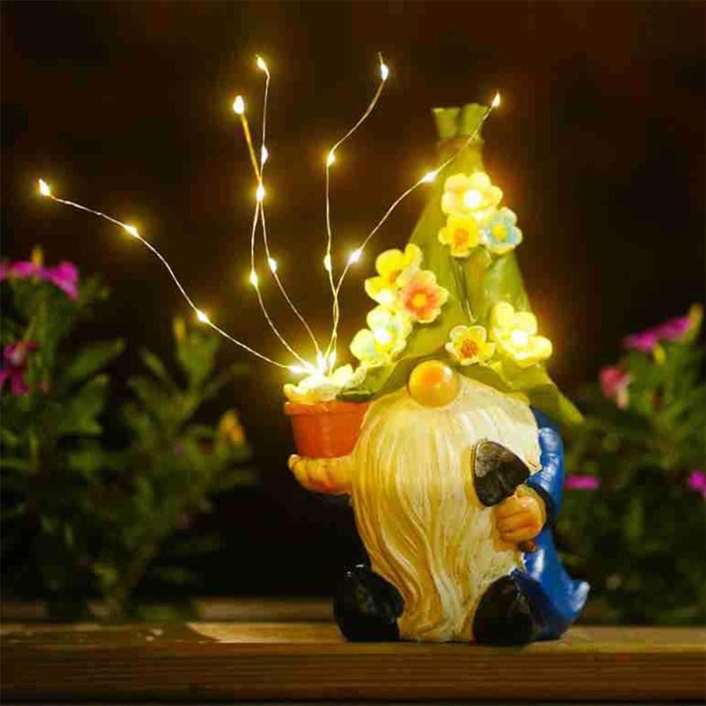 IVEOPPE Gartenzwerge Lustig Solar Figuren für Außen - Wichtel Garten Gartendeko mit LEDs, Geschenke für Frauen Mama Männer Geburtstagsgeschenk Garten Balkon Deko Zimmer