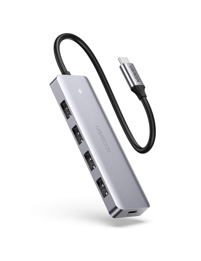 UGREEN USB C Hub Mit 4 Ports USB 3.0 OTG Adapter, Verteiler Mit Stromversorgung-Port Kompatibel Mit iPhone 16 Serie, MacBook Serie, iPad, Surface Pro/Go, Thinkpad und Mehr (15cm)