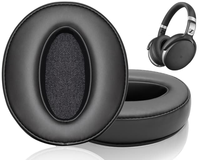 Ersatz Ohrpolster für Sennheiser HD 4.50BT, HD 4.50BTNC, HD 4.50SE, HD 4.40BT, HD 4.30G, HD 4.20S, HD 458BT, HD 450, HD 450BT, HD 400S, HD 350BT, HD300 - HD4.50 PL, mit Weichen Proteinleder (Schwarz)