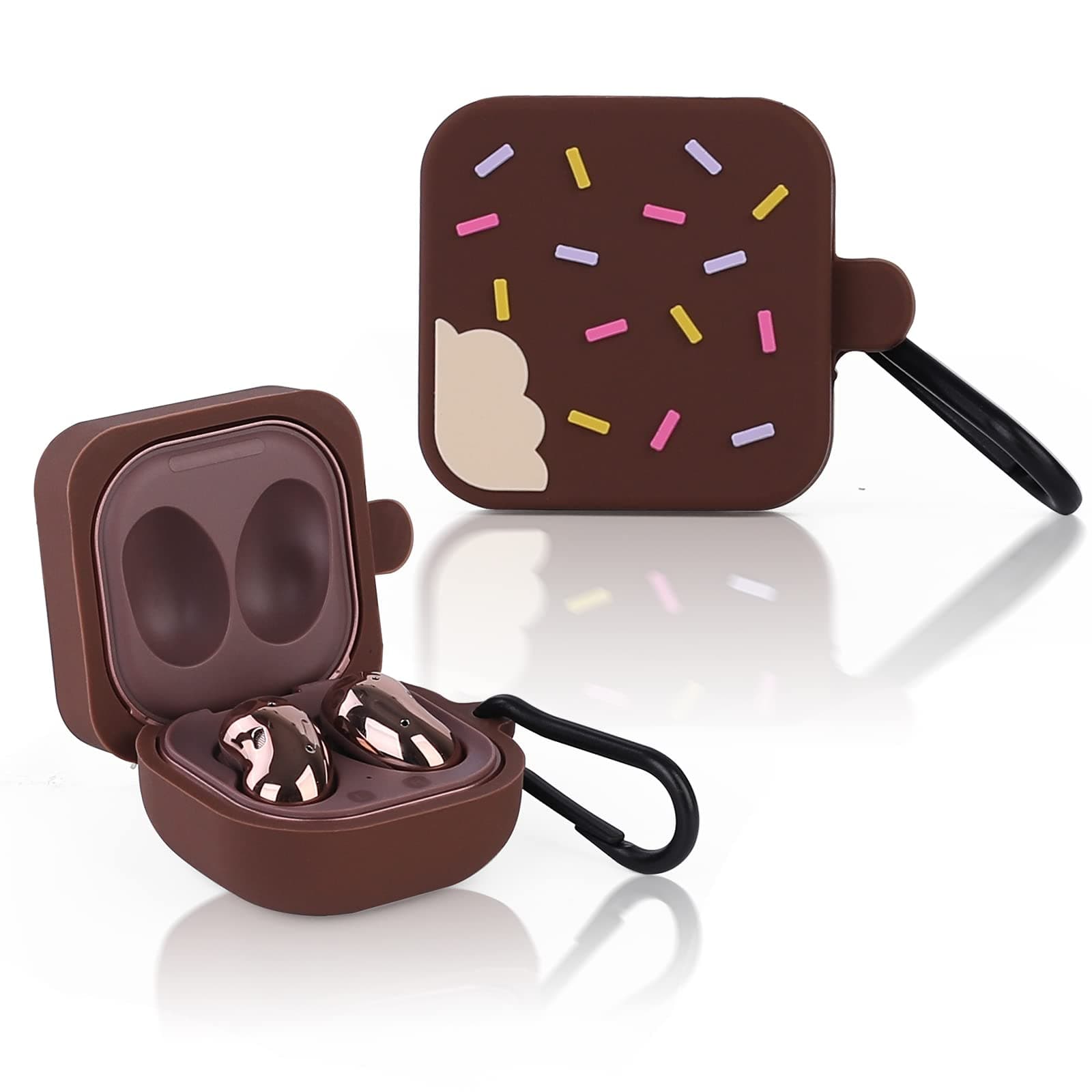 Hülle für Samsung Galaxy Buds2 Pro(2022), Galaxy Buds 2(2021), Galaxy Buds Pro(2021), Galaxy Buds Live(2020), XMBYGY Silikon Abdeckung mit Schlüsselbund für Drahtloser Ohrstöpsel (Ice Cream)