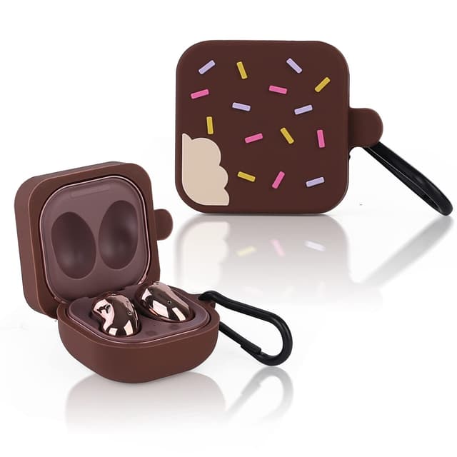 Hülle für Samsung Galaxy Buds2 Pro(2022), Galaxy Buds 2(2021), Galaxy Buds Pro(2021), Galaxy Buds Live(2020), XMBYGY Silikon Abdeckung mit Schlüsselbund für Drahtloser Ohrstöpsel (Ice Cream)