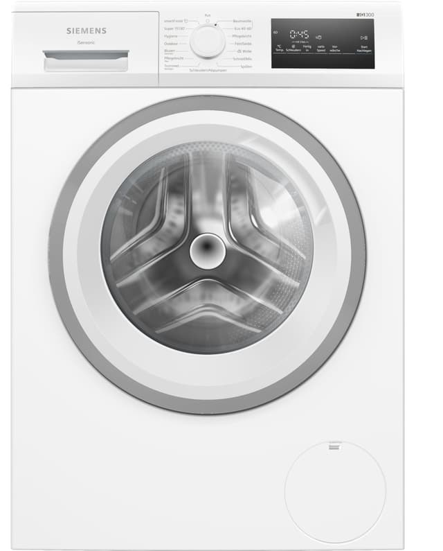 Siemens WM14N12A Waschmaschine iQ300, Frontlader mit 9kg Fassungsvermögen, 1400 UpM, speedPack L, smartFinish, Outdoor-Programm, LED-Display, Weiß, 60cm 9kg IQ300