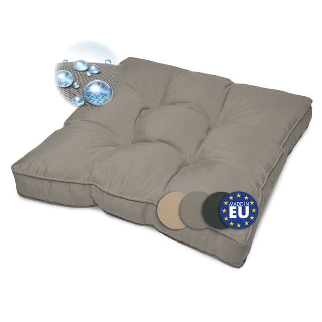 Beautissu Lounge Kissen Outdoor 70x70x10 cm - Wetterfestes Sitzkissen für Gartenmöbel, Loungemöbel, Rattan Möbel - Schmutzabweisendes Polster für Gartenstuhl - Sitzpolster Grau Hellgrau Sitzkissen 70x70x10 cm
