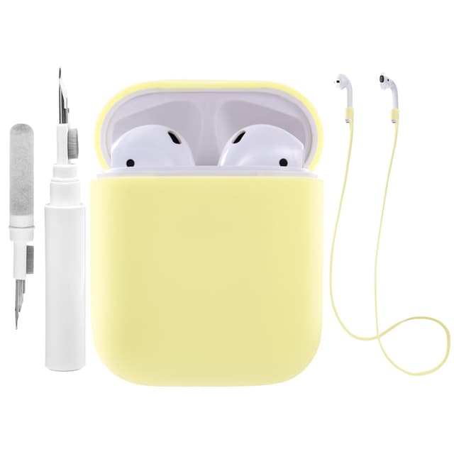 Teyomi Hülle Kompatibel mit Airpods 1, kompatibel mit Apple AirPods 2 Case(Gelb), for Schutzhülle aus Silikon mit Karabinerhaken[Drahtloses Laden unterstützen] A-Gelb