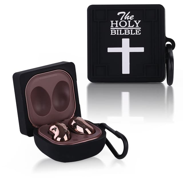Hülle für Samsung Galaxy Buds2 Pro(2022), Galaxy Buds 2(2021), Galaxy Buds Pro(2021), Galaxy Buds Live(2020), XMBYGY Silikon Abdeckung mit Schlüsselbund für Ohrhörer (Bibel)