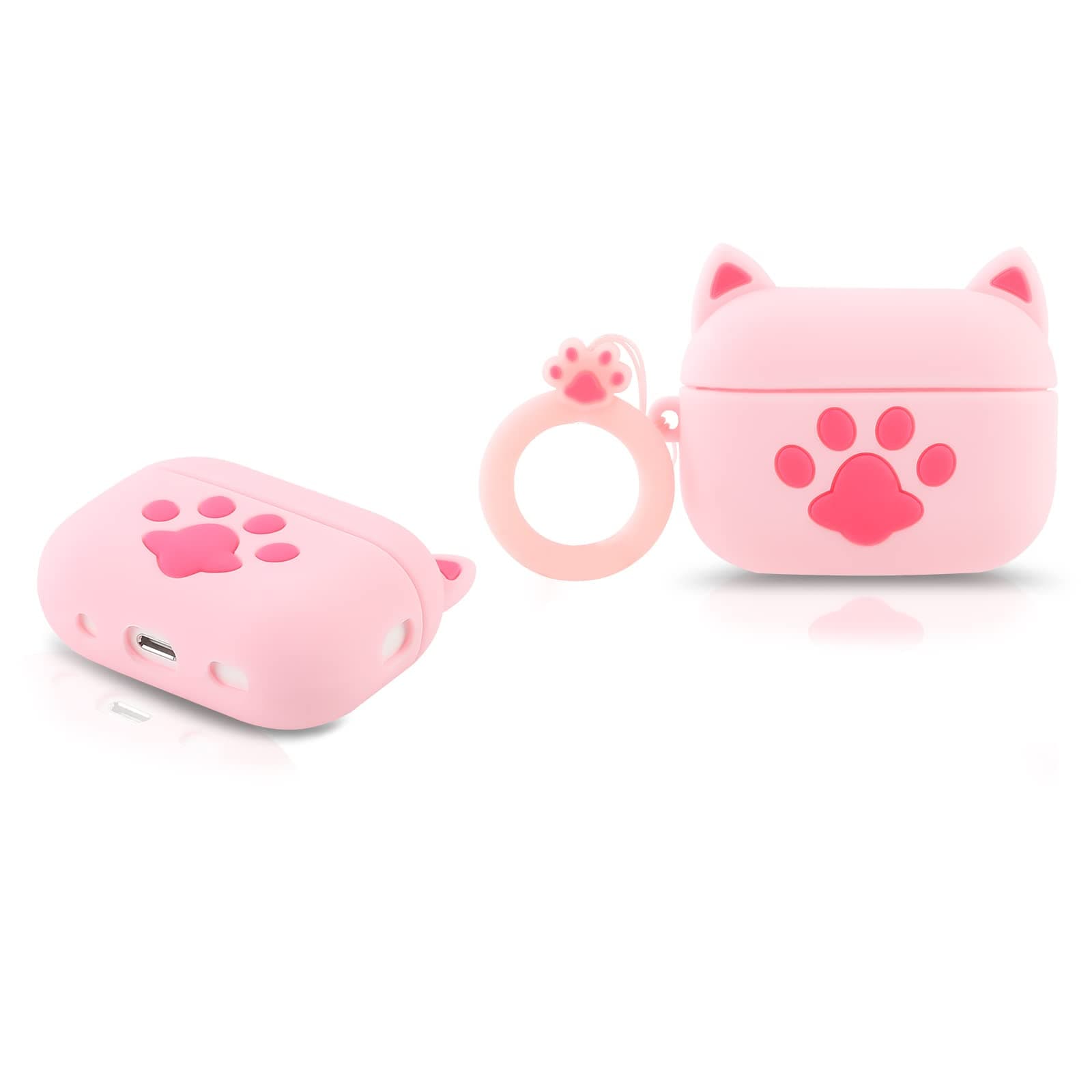 Derhom Airpods Pro 2 Silikon Niedliche Lustige Abdeckung Kompatibel mit Apple Airpods Pro und Pro 2[Cartoon-Serie] (Cat Paw Pink)