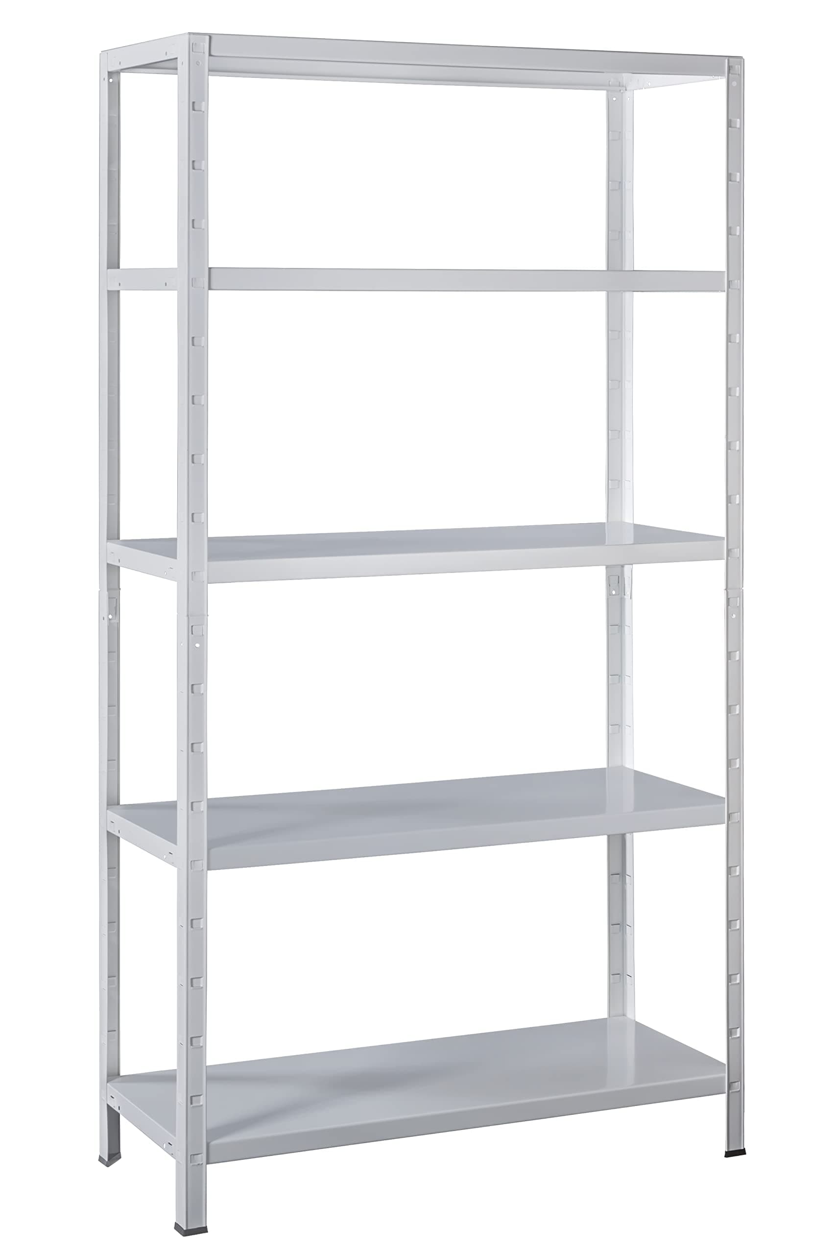SCHULTE Regalwelt Steckregal mit 5 PowerMAX Fachböden, 65 kg Tragkraft, 190x100x40 cm (HxBxT), weiß, Lagerregal, Werkstattregal, Kellerregal, Garagenregal, Metallregal