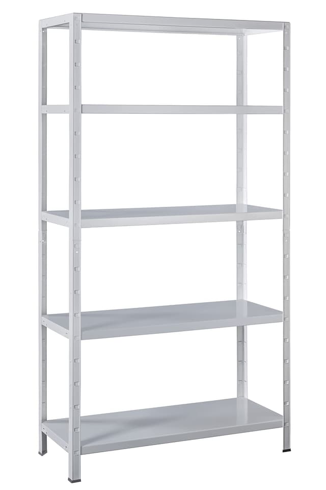 SCHULTE Regalwelt Steckregal mit 5 PowerMAX Fachböden, 65 kg Tragkraft, 190x100x40 cm (HxBxT), weiß, Lagerregal, Werkstattregal, Kellerregal, Garagenregal, Metallregal