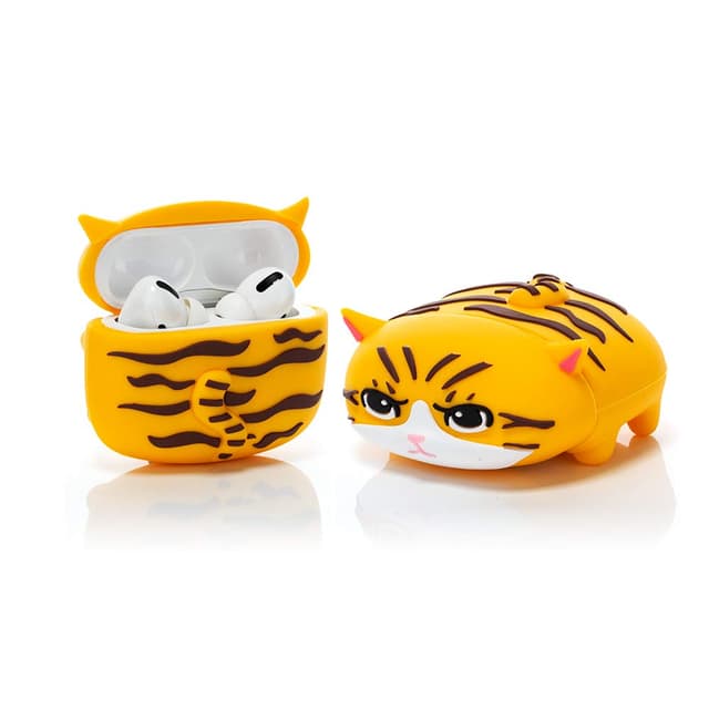 YIGEYI Silikon Hülle Kompatibel mit Airpods Pro Funny Cute 3D Cartoon Case Cover[Nette Tier-Haustier-Reihe Papa] (Katzengelb)