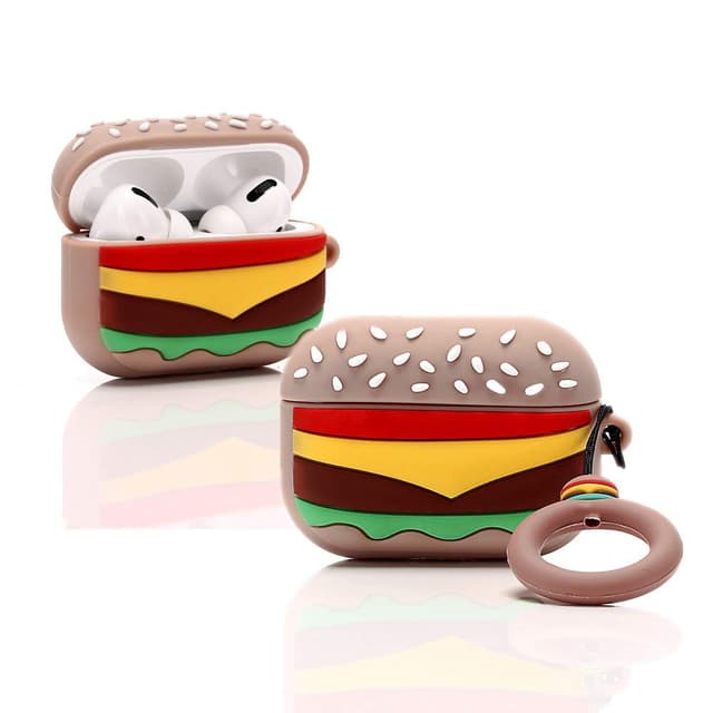 LEWOTE Silikon Niedliche Lustige Abdeckung Kompatibel mit Apple Airpods Pro[Fruchtserie] (Hamburger)