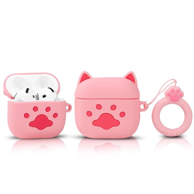 Hülle für AirPods 4th Erzeugung Ohrhörer(2024), XMBYGY Silikon Niedlich Cartoon Aufladung Stoßfeste schützende Kopfhörer Abdeckung mit Schlüsselbund für AirPods 4 Drahtlose Ohrhörer SpCATpk
