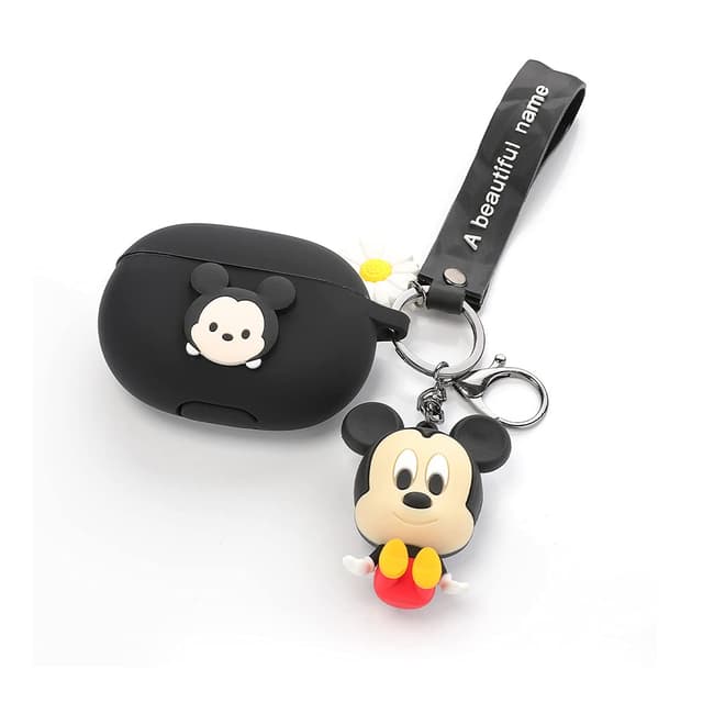 Beats Studio Buds Hülle mit Puppe Schlüsselanhänger, XMBYGY Silikon Cartoon Ladehülle Ganzkörper Anti-Lost Lanyard Protection Zubehör Kits Kompatibel für kabellose Beats Ohrhörer (Mickey)