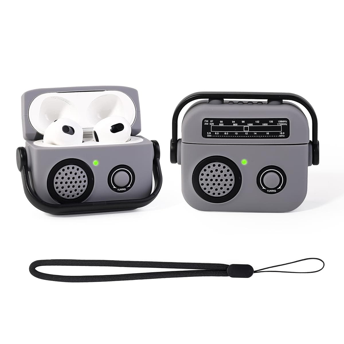 Hülle für AirPods 3rd Erzeugung Ohrhörer(2021), XMBYGY Silikon Niedlich Cartoon Fall Schutz Stoßfeste Abdeckungen mit Schlüsselbund für AirPods 3 (HDradioGY)