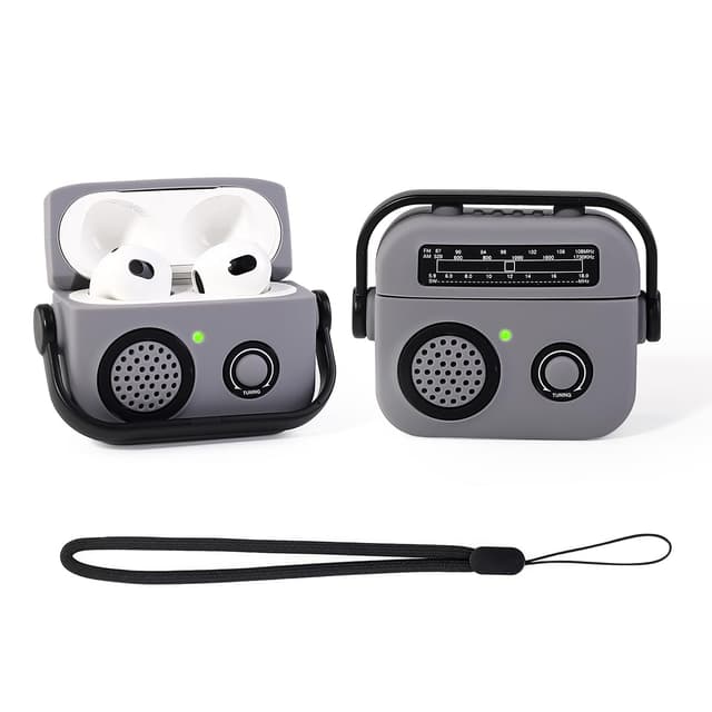Hülle für AirPods 3rd Erzeugung Ohrhörer(2021), XMBYGY Silikon Niedlich Cartoon Fall Schutz Stoßfeste Abdeckungen mit Schlüsselbund für AirPods 3 (HDradioGY)