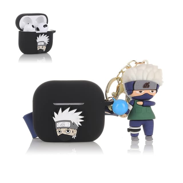 Derhom Airpods 3 Schutzhülle aus Silikon, lustig, niedlich, modisch, weich, Comic-Motiv, kompatibel mit Apple Airpods 3, mit Schlüsselanhänger [Cartoon mit Puppenserie] (Kakashi)