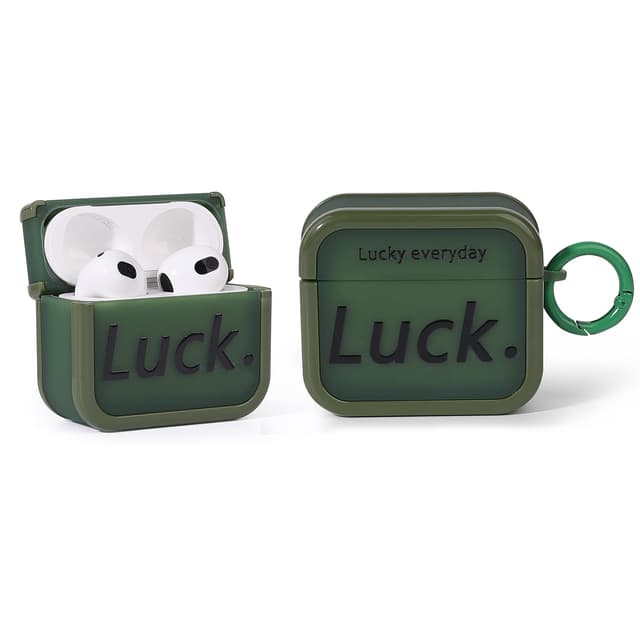 Hülle für AirPods 3rd Erzeugung Ohrhörer, XMBYGY Silikon AirPods 3 Ladehülle Schutzhülle mit niedlichen Cartoon Haut Design Kopfhörer, mit Schlüsselbund Luck
